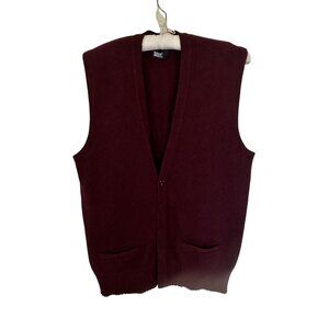 Vintage Robert Bruce Burgundy Wool Buttoned Mens Vest Size Large Academia